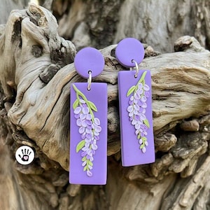 Wisteria Floral Earrings, Cute Wisteria Earrings, Wisteria Flower Earrings, Wisteria Purple Earrings, Elegant Wisteria Earrings, Handmade