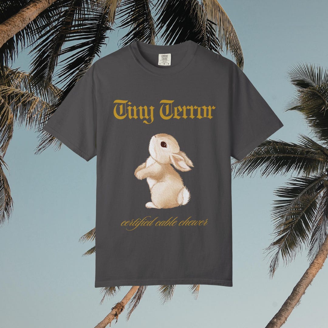 Terror Rabbit It Tiny Terror Bunny Shirt, Funny Rabbit Owner Gift, Vintage Style Cable ...