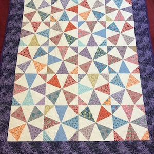 Baby Kaleidoscope Rainbow Floral Crib Quilt With Purple Backing And Border/Baby Quilts/40X48 inch Baby Bedding/Newborn Baby Shower Gift
