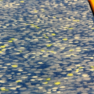 Blue Fabric,Blue Fabric With Blue Gray And Yellow Green Dashes,Blue Water Reflections,Fabric By The Yard,Quilter&#39;s Cotton,Blue Fabrics