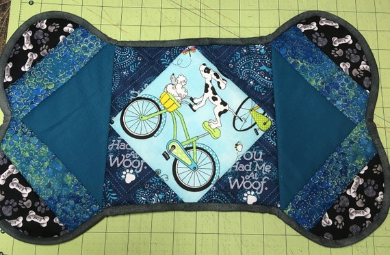 Custom Quilted Dog Bone Mat For Food And Water Bowls Pet Food Etsy