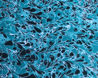 Light And Dark Turquoise Fabric With Black And White By The Yard, 100% Quilter's Cotton, Turquoise Fabric For Sale