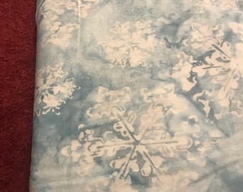 Pastel Blue Snowflake Batik Fabric,Sky Blue Batik Fabric,Blue Snowflake Fabric,Cotton Fabric, Fabric For Sale,Snowflake Fabric