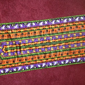 Quilted Halloween Table Runner Large 17x47 inch  Halloween and Thanksgiving Table Runner, Fall Holiday Decor, Dining Room Table Linens Gift