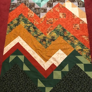 Custom Landscape Mountain Quilt Wall Hanging/Cabin Quilts/Art Quilts/Wall Quilts/Forest And Mountains