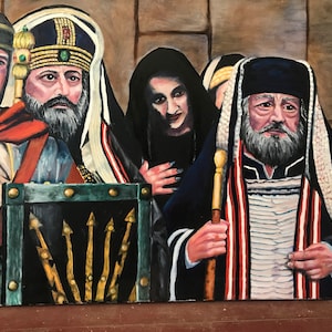 Original Oil Painting of Satan Watching As Jesus Is Beaten,Original Artwork,Oil Paintings Of Jesus,Faith Paintings,Religious Room Decor