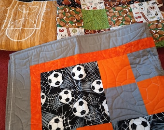 All Star Baby Sport Quilt Set/Football Baby Quilt,Basketball Quilt And Soccer Quilt/Baby Patchwork Quilts/ Newborn Baby Bedding Gift Set