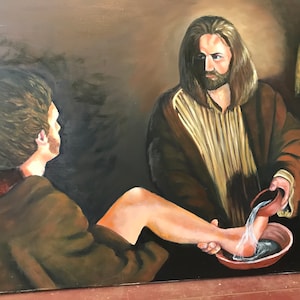 Original Oil Painting of Jesus As Servant,Original Artwork Of Jesus,Oil Paintings Of Jesus,Faith Paintings,Religious,This Is My Body