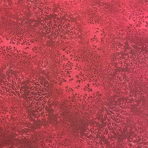 Medium And Dark Shade Maroon Fabric With Plant Print,Fabric By The Yard,Maroon Fabric,Red Fabrics,100% Quilter Cotton