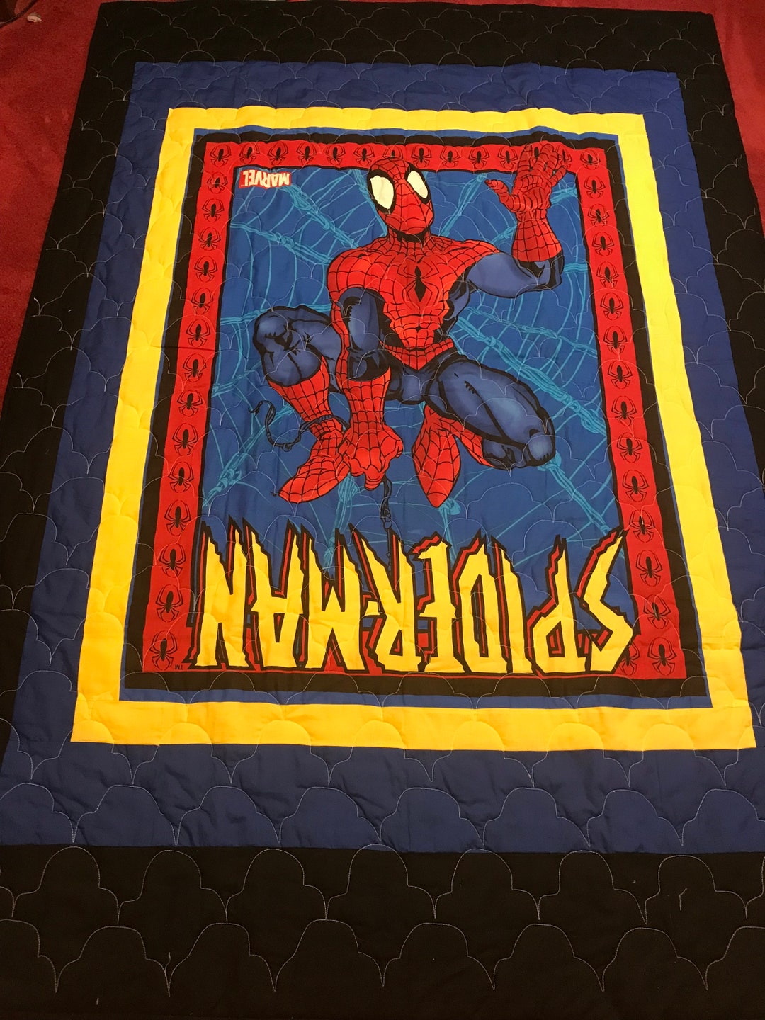 Spiderman Quilt Comic Strip Quiltskids Throw Quilt 53 X 75 Etsy