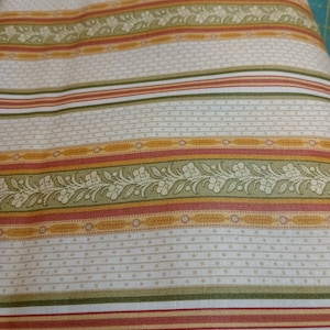 Cream,Tan,Burnt Orange And Pastel Sage Green Border Fabric/Geometric Border Fabric  By The Yard/Quilter Cotton