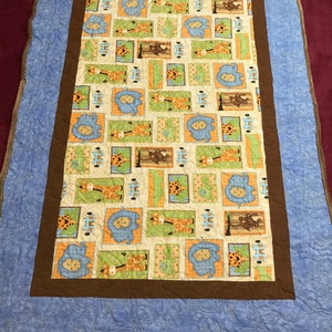 Animal Crib Baby Quilt/Blue and Tan Flannel  Baby Blanket With Minky Backing/Baby Bedding/Newborn Gift Ideas/Baby Shower Gift/Baby Gifts