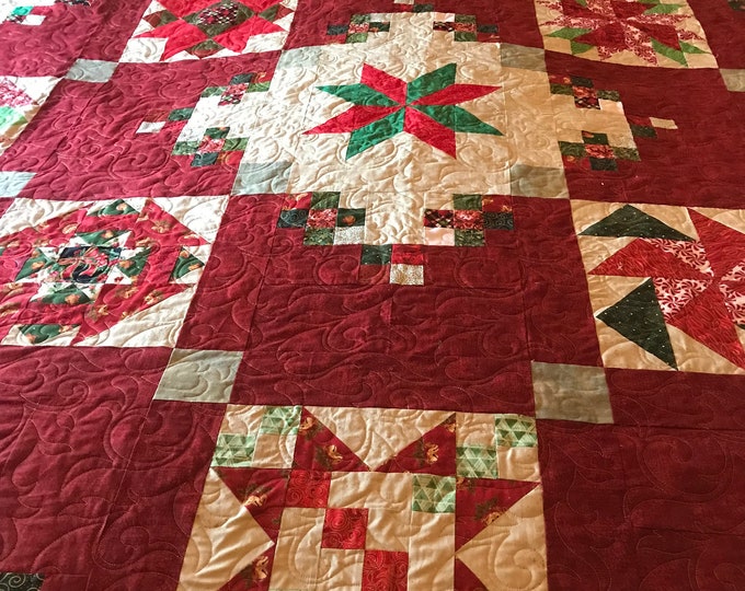 Victorian King Christmas Quilt/red and Green Christmas Quilt Etsy