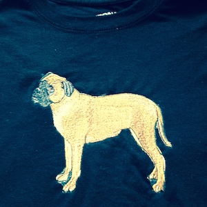 Dog Lovers Gift/Machine Embroidered Bulldog/Black Long Sleeve Knit Shirt, Custom Embroidered Dog Shirt/Birthday Gift/Unisex Gift/Gift ideas