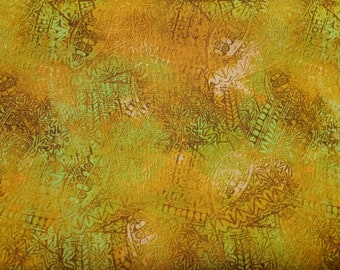 Green, Tan And Gold Fabric With Geometric Design/100% Quilter's Cotton/Sage Green Fabrics For  Sale/Yellow Green Fabric