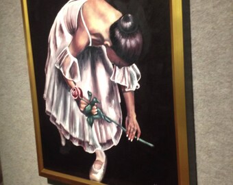 Bowing Ballerina/Ballerina Painting/Unframed Oil Art/Oil Painting Ballerina/Ballerina In White/Canvas Painting/24 x 30 in/Figure Painting