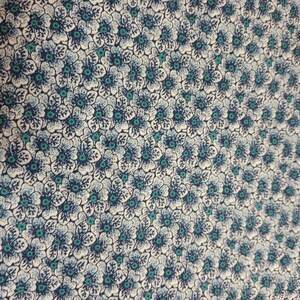 Turquoise and Navy Blue and Cream Floral Fabric By The Yard, 100% Quilter&#39;s Cotton,Blue Floral Fabric For Sale,Blue Fabric For Sale