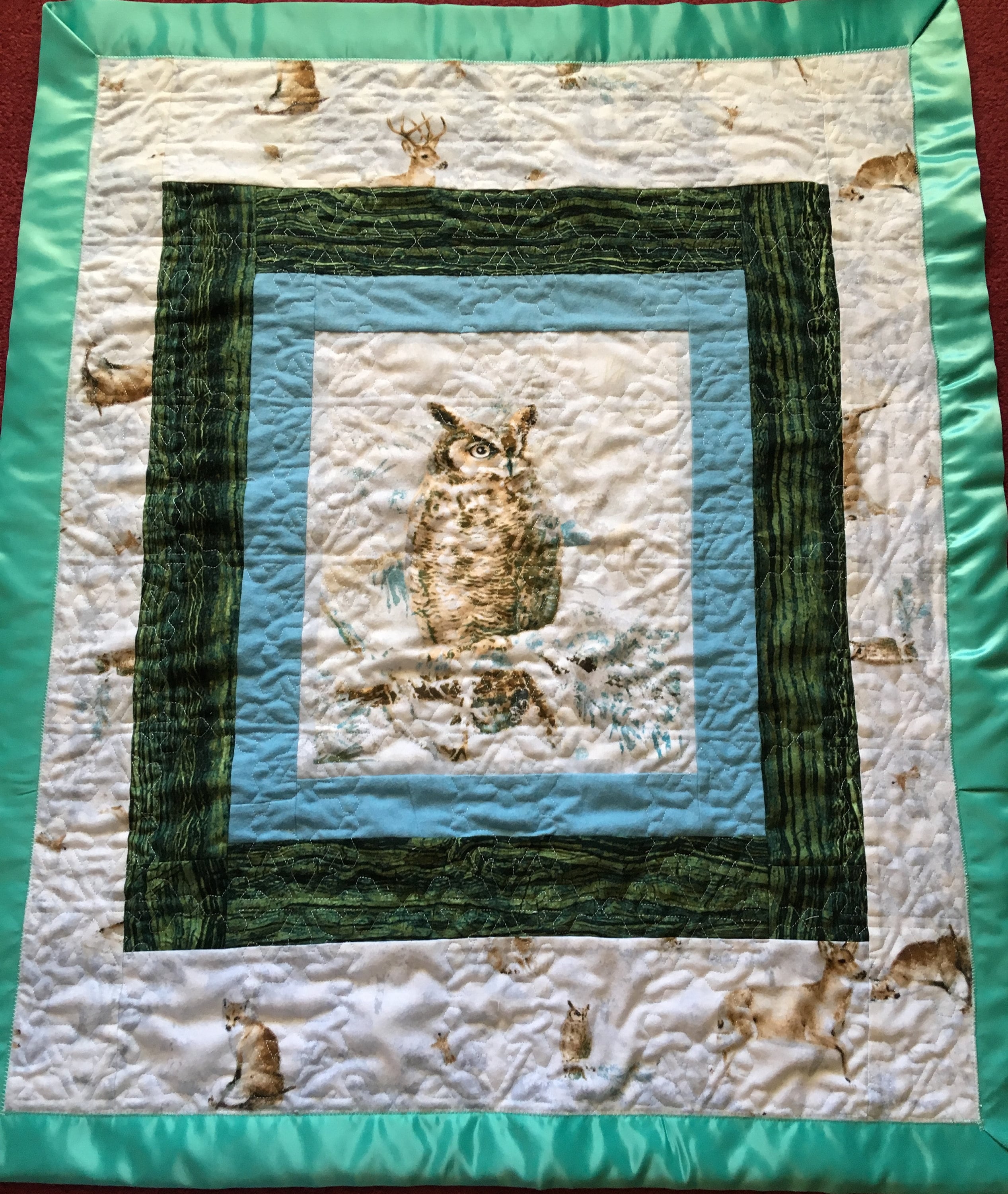 Homemade Baby Quilt Flannel and Minky Owl Forest Animals Receiving Blanket Quilt, Owl Blanket Baby S