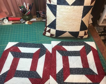 3 Quilted Patriotic 16-18 inch Pillow Covers With Zippered Closures/Americana Pillow Covers/Bedding/Gift Ideas/4th of July Room Decor