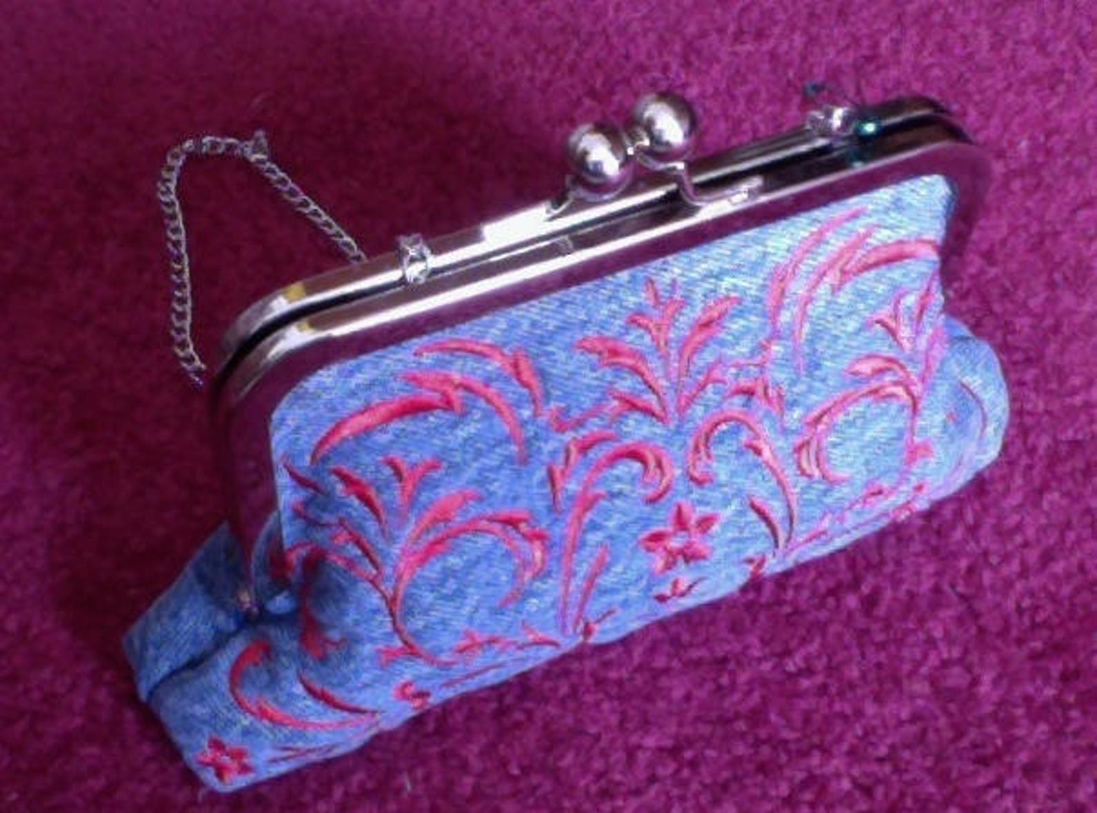 Denim Purse/christmas Gift Ideas/embroidery Blue Jean Clutch Etsy
