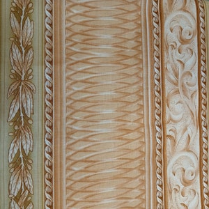 Tan,Cream,and Pastel Sage Green Border Fabric/Geometric Border Fabric  By The Yard/Quilter Cotton/Floral Border Fabric/Flower Border Fabric