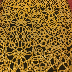 Black And Gold  Fabric In Braid Design,Black Fabric 100% Quilter&#39;s Cotton, Gold Fabrics For Sale, Black And Gold Fabrics