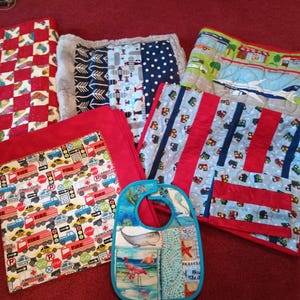 Christmas Stockings Baby Play Quilt Gift Set/Large Christmas Baby Quilt/Newborn Baby Shower Gift Set/Play Quilt/Receiving Blankets And More