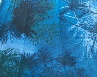 Turquoise And Blue Tree Design Fabric By The Yard, 100% Quilter's Cotton, Turquoise Fabric For Sale, Blue Fabric For Sale