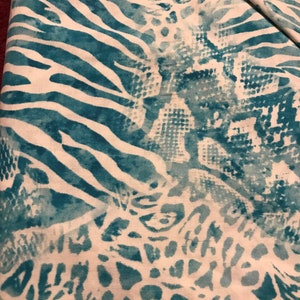 African Print, Stretch Cotton Satin Fabric- Blue, White Mimi Per