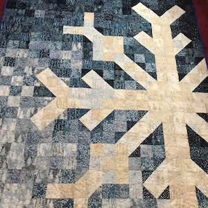 Custom Snowflake Throw Quilt,Bedding,Blanket,Large,Throw Panel Quilt,Gift Quilt, Quilts for Families, Holiday Quilt