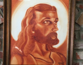 Original Oil Painting,Religious Oil Paintings,Oil Painting Of Jesus,Burnt Sienna Oil Painting,Oil Paintings, Faith Art, Religious Wall Decor