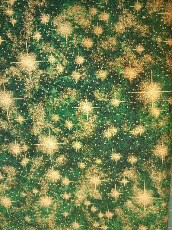 Weihnachtsstoff Baumwolle Weihnachtsstoffe Gold Dunkelgrüner