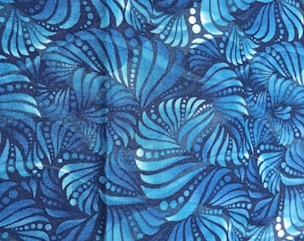 Blue Swirl Design Fabric By The Yard, 100% Quilter's Cotton, Blue  Fabric For Sale