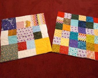 Dos fundas de almohada acolchadas con retazos de retazos/Fundas de almohada coloridas/Fundas de almohada con cremallera/Fundas de almohada arcoíris
