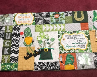 Funda de almohada acolchada para banco de gnomos del Día de San Patricio/Funda de almohada con refranes/Almohada de la suerte irlandesa/Almohada de marzo/Funda de almohada de gnomo verde