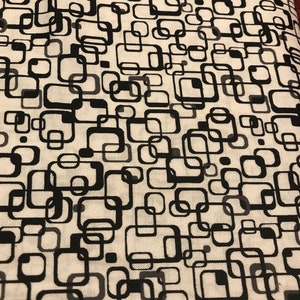 White And Black Fabric With Squares Print,By The Yard,100% Quilter&#39;s Cotton,White Fabrics,Fabrics With Geometric Shapes,White  Fabric