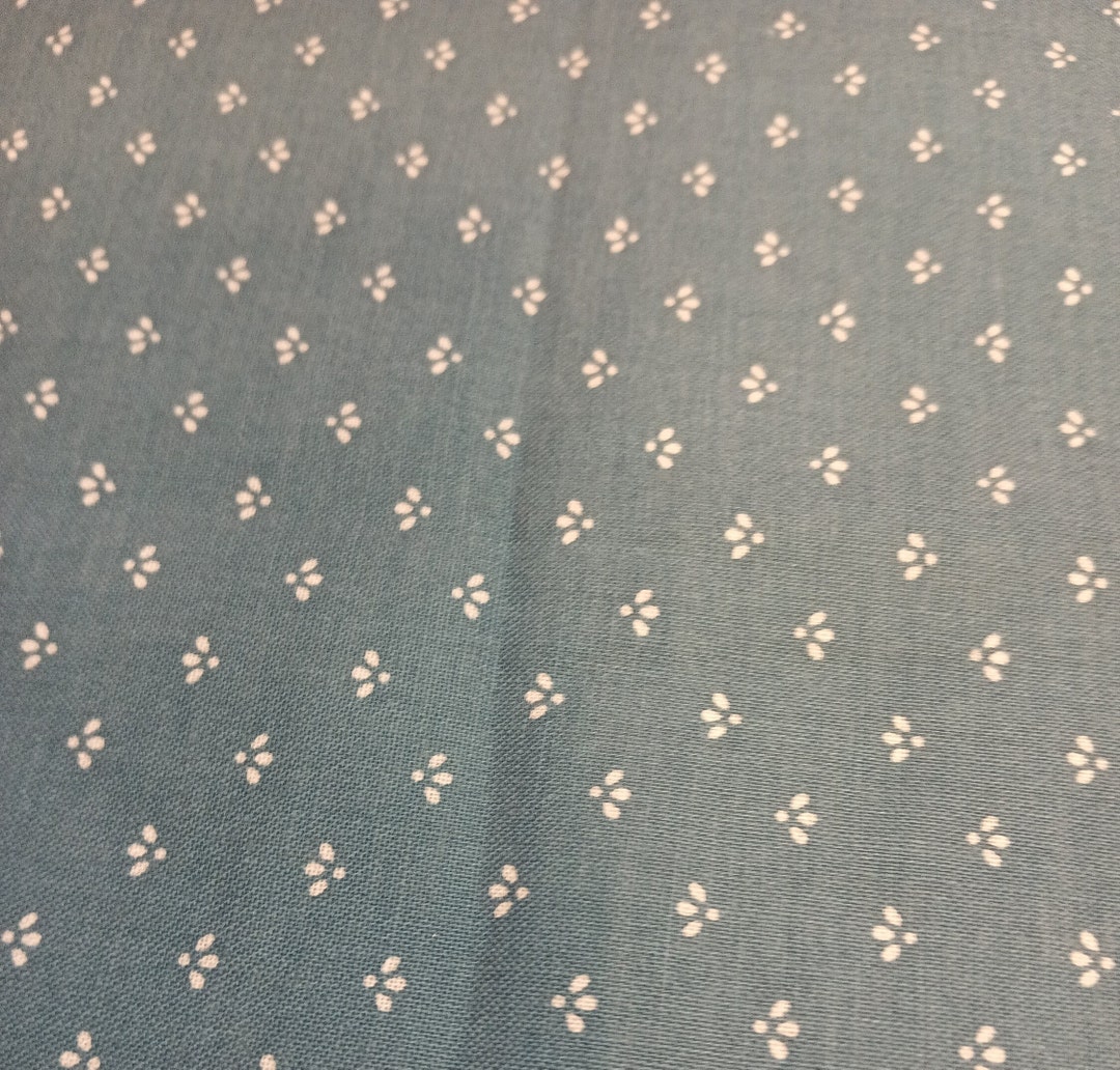 Cornflower Blue Fabric With Flower Design,by the Yard, 100 Quilter's