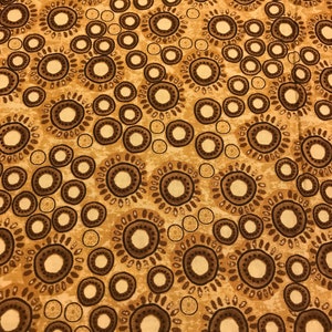 Tan Fabric With Multi Shade Brown Circle Print,By The Yard,100% Quilter&#39;s Cotton,Brown Fabrics,Fabrics With Geometric Shapes,Tan Fabrics