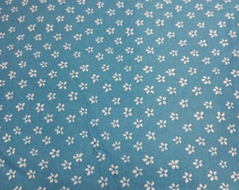 Dark Turquoise With White Floral Design,Fabric By The Yard, 100% Quilter's Cotton, Turquoise Fabric For Sale