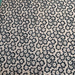 Navy Blue and Cream Floral Fabric By The Yard, 100% Quilter&#39;s Cotton,Blue Floral Fabric For Sale,Blue Fabric, Navy blue Floral Fabric