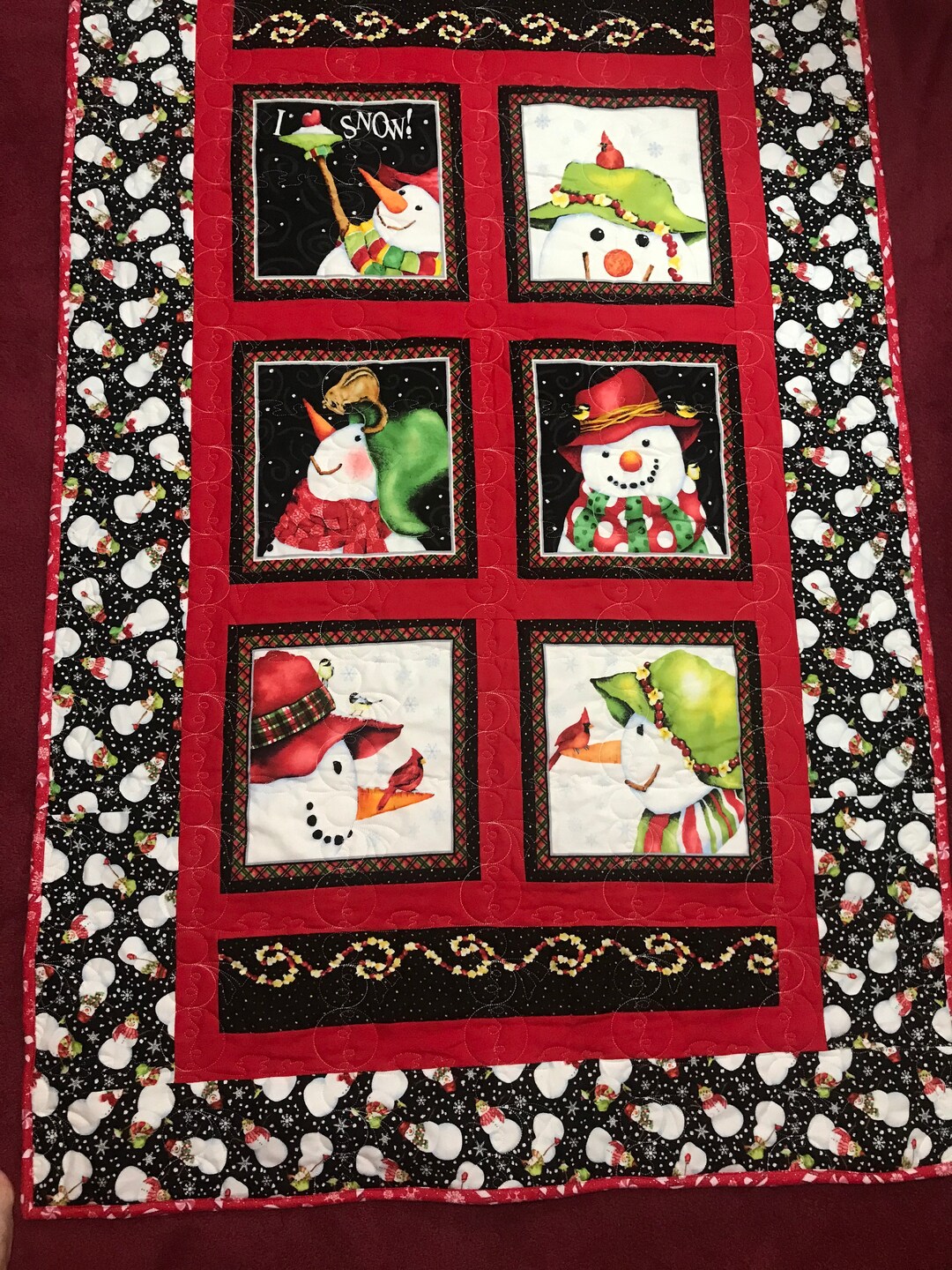 Snowman Christmas/winter Baby Quilt Flannel Baby Quilt Etsy UK