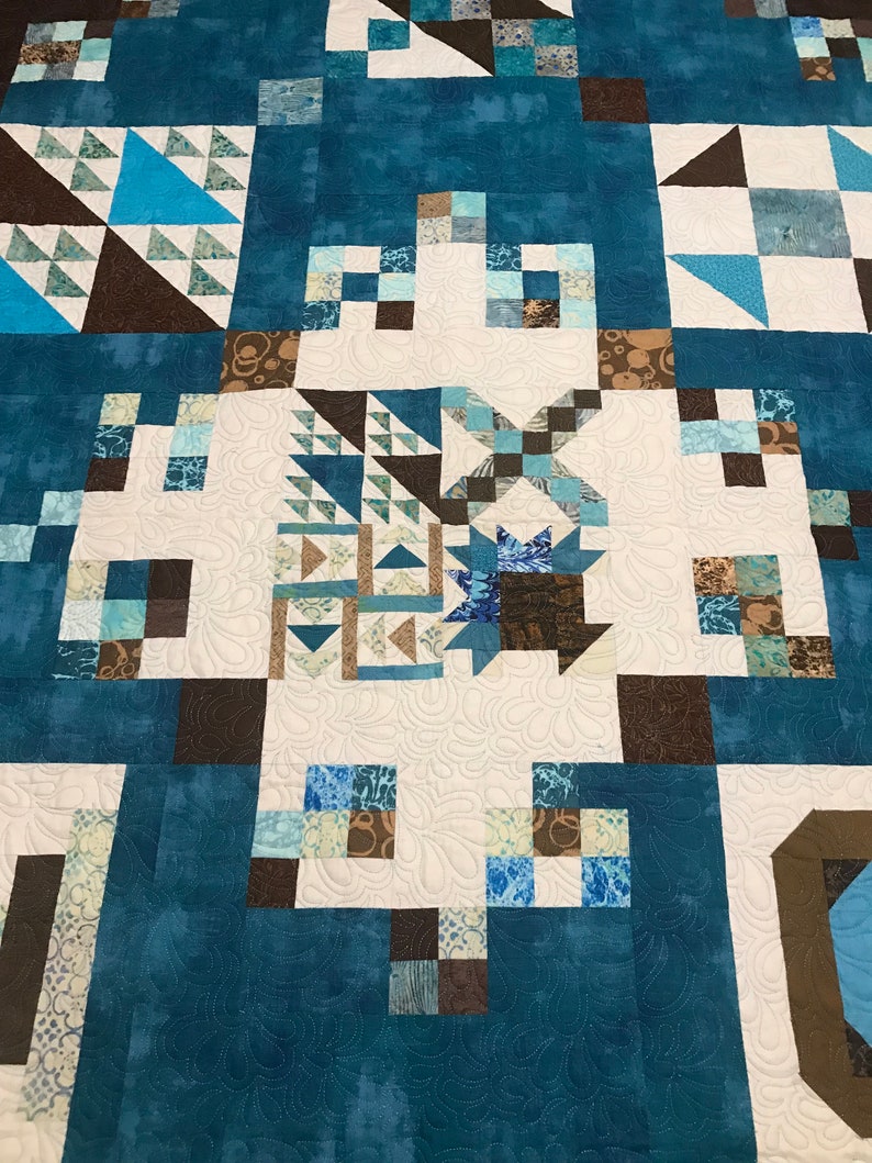Turquoise And Brown King Size Quilts/Queen Size Patchwork ...