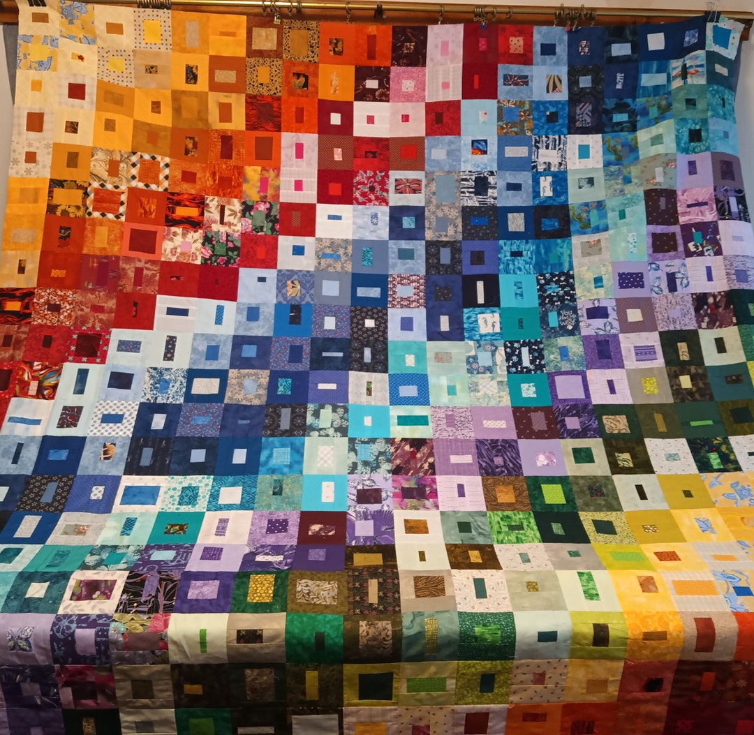King Size Color Wash Quilt/ Any Size Square Within A Square Quilts