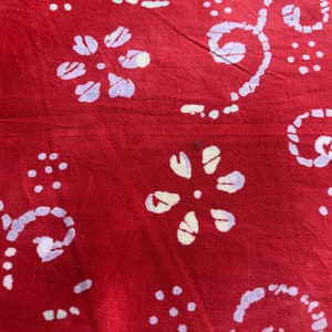 Red  And white Batik Floral Fabric By The Yard,Red Batik Fabric,Red Fabric,100% Quilter&#39;s Cotton,Batik Fabric