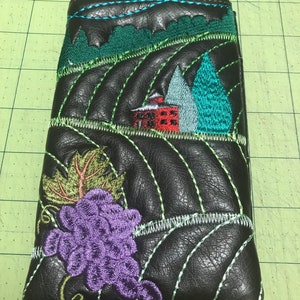Embroidered Eye Glass Case/Sunglass Case/Vineyard,Hot Air Ballon Or Farmhouse Eye Glass Case/Custom Design and Zippered Eye Glass Cases