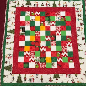 Grinch Receiving Blanket Quilt/Christmas Baby Newborn Quilt/Christmas Quilt For Baby/Newborn Gift Ideas/Baby Shower Gift/Nursery Quilt