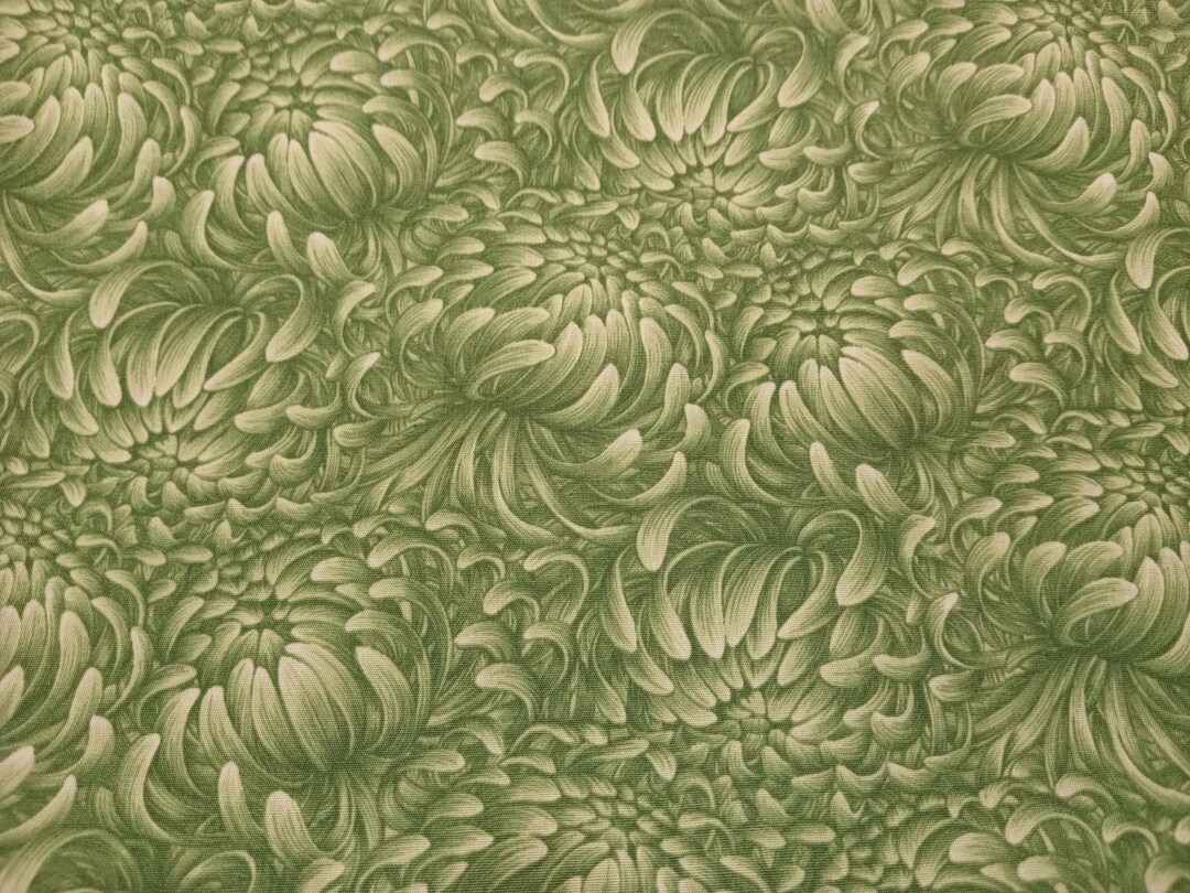 Dark,medium and Light Green Floral Fabric,green Flower Fabric 100