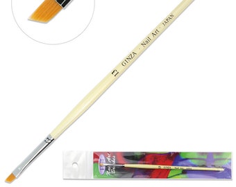 Ginza Angular Nail Art Brush with White Wooden Handle - For Creating Unique Nail Art Designs and Patterns