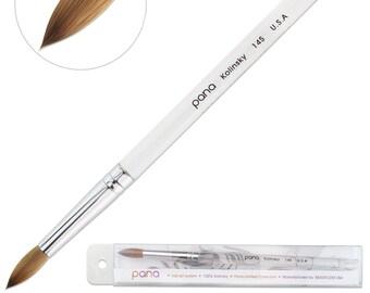 PANA Finest 100% Pure Kolinsky Round Nail Brush with Clear Acrylic Handle Size 14 - Perfect for Creating Flawless Manicures and Pedicures