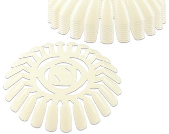 24 Tip Natural White Plastic Nail Display Wheels - Perfect for Practicing Nail Art Patterns & Designs Swatch Nail Polish Colors